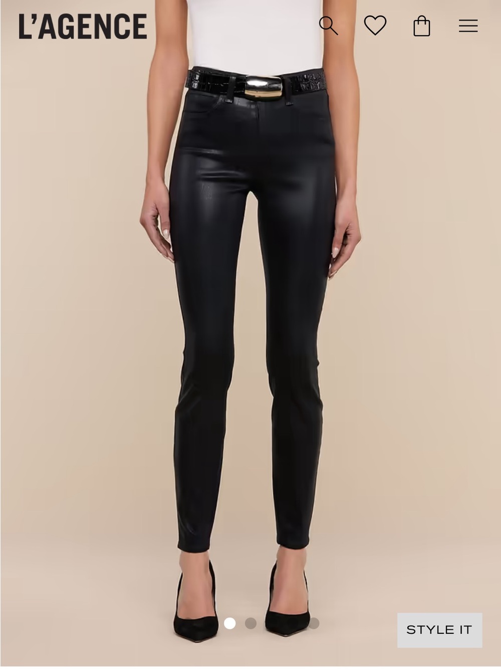 L'AGENCE Black Coated Skinny jeans